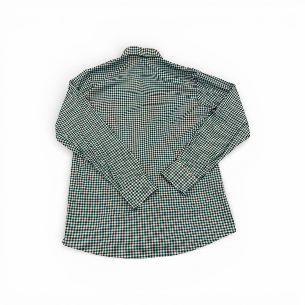 Collars & Co Green Gingham Dress Collar Polo Shirt Small Stretch EUC - Picture 2 of 7